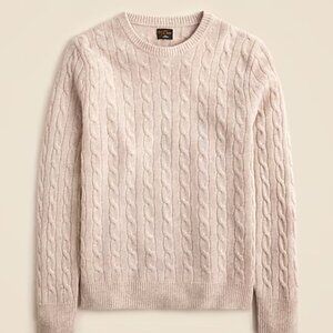 J Crew 100% Cable Knit Cashmere Crewneck Sweater in Heather Birch (Beige)